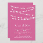 Invitation de graduation du Fuchsia Party Lights (Devant / Derrière)