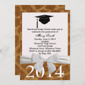 Invitation De Graduation Du Ruban Blanc Et De La G (Devant / Derrière)