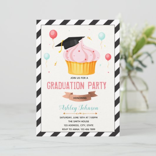 invitation de graduation du thème Cupcake (Debout devant)