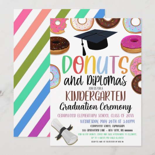 Invitation de graduation du thème Donut (Devant / Derrière)