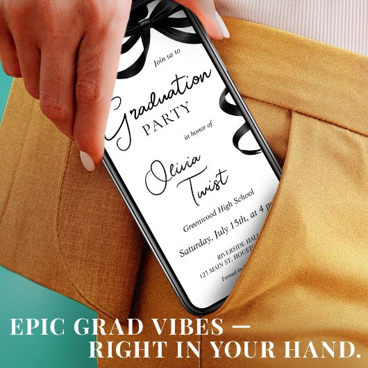 Invitation de graduation électronique Black Bow