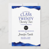 Invitation de graduation en bleu avec photo arrièr (Devant)