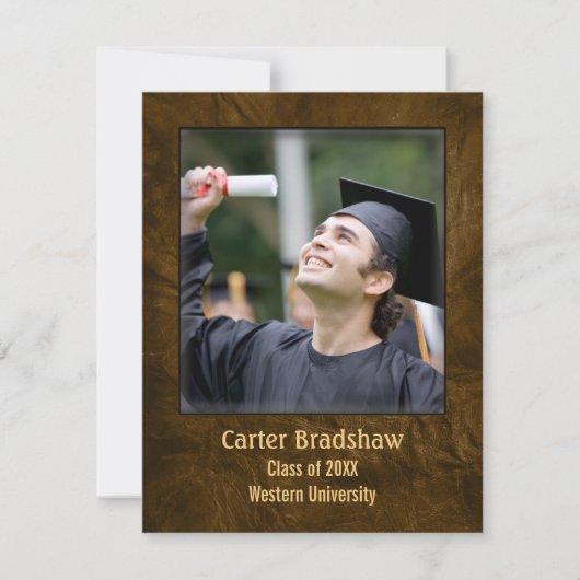Invitation de graduation en cuir Brown (Devant)