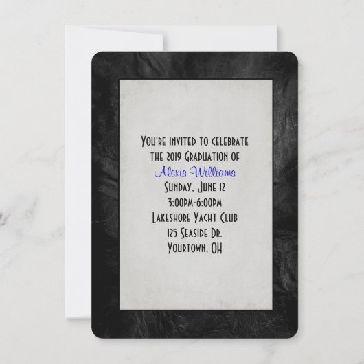 Invitation de graduation en cuir noir (Dos)