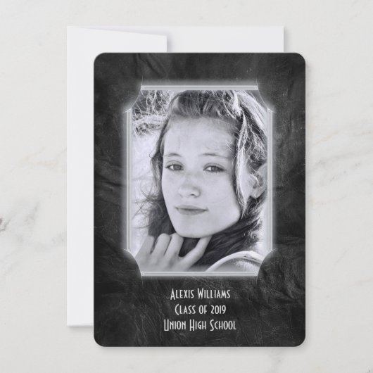 Invitation de graduation en cuir noir (Devant)