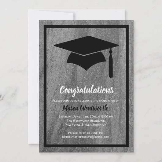 Invitation de graduation en granit classique (Devant)