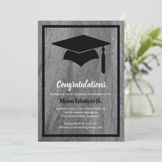 Invitation de graduation en granit classique (Debout devant)