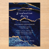 Invitation de graduation en marbre bleu or de la M (Recto)
