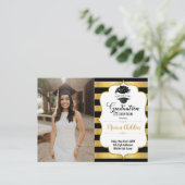 Invitation de graduation en noir et or avec photo (Debout devant)