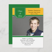 Invitation de graduation en or vert et jaune (Devant / Derrière)