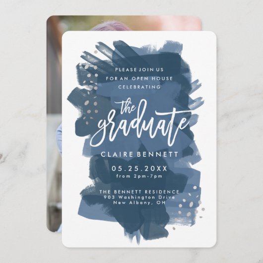 Invitation de graduation en photo peinte (Devant / Derrière)
