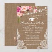 Invitation de graduation en rose de la dentelle (Devant / Derrière)