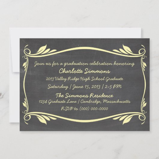 Invitation de graduation en tableau de bord jaune (Devant)