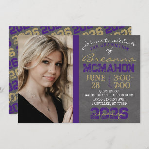 Invitation de graduation en tableau rouge et or