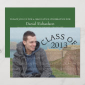 Invitation de graduation en typographie courbe ver (Devant / Derrière)