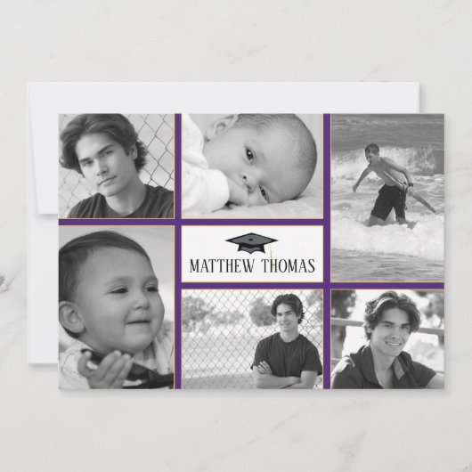 Invitation de graduation en violet et or, Matte 5" (Devant)