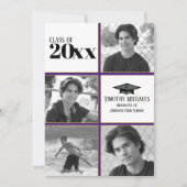 Invitation de graduation en violet et or, Matte 7" (Devant)