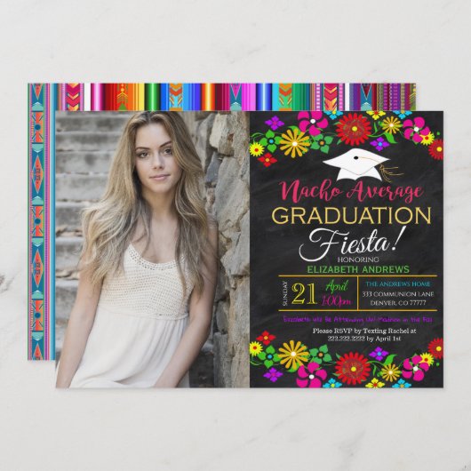 Invitation de graduation Fiesta (Devant / Derrière)