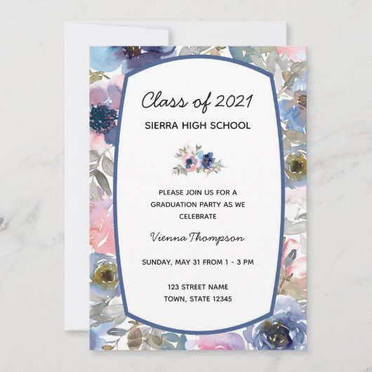 Invitation de graduation florale (Devant)