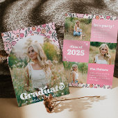 Invitation de graduation florale rose