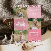 Invitation de graduation florale rose