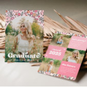 Invitation de graduation florale rose