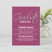 Invitation de graduation Fuchsia Elegant Script (Debout devant)