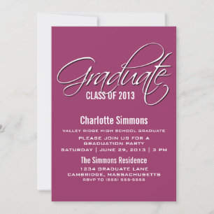 Invitation de graduation Fuchsia Elegant Script