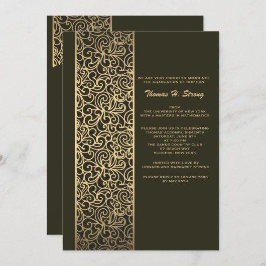 Invitation de graduation Glitzy (Devant / Derrière)