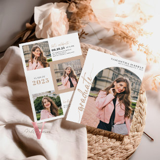 Invitation de graduation Gold 2025 avec photo