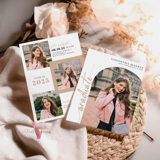 Invitation de graduation Gold 2025 avec photo