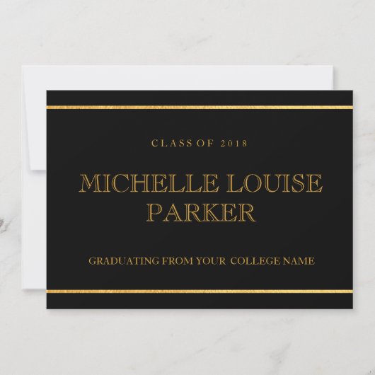 Invitation de graduation Gold Black (Devant)