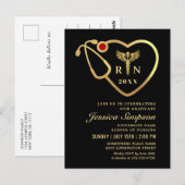 Invitation de graduation Golden Black (Devant / Derrière)