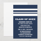 Invitation de graduation Gras Bleu/Blanc (Devant / Derrière)