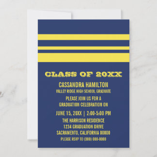 Invitation de graduation Gras Bleu/Jaune