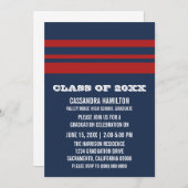 Invitation de graduation Gras Bleu/Rouge (Devant / Derrière)