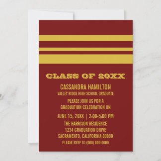 Invitation de graduation Gras Gras Jaune/Maroon