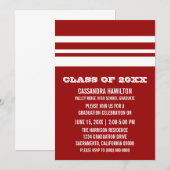 Invitation de graduation Gras Rouge/Blanc (Devant / Derrière)
