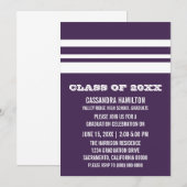 Invitation de graduation Gras Violet/Blanc (Devant / Derrière)