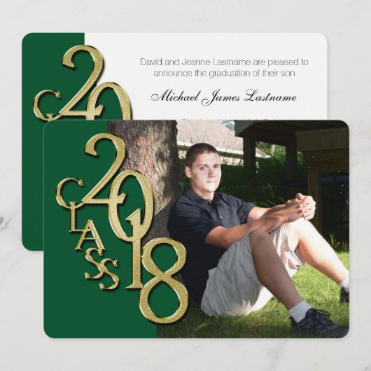 Invitation de graduation Green and Gold 2018 (Devant / Derrière)