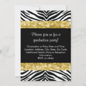 Invitation de graduation Jaune Gold Sparkle Zebra (Dos)