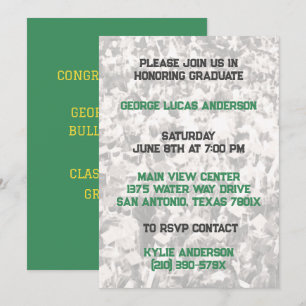 Invitation de graduation Jaune Vert Jaune