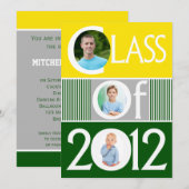 Invitation de graduation Jaune Vert Multi Photo (Devant / Derrière)