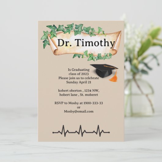 Invitation de graduation Médicale modifiable (Debout devant)