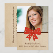 Invitation de graduation mignon Red Bow (Devant / Derrière)