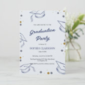 Invitation de graduation minimaliste Blue & Gold (Debout devant)