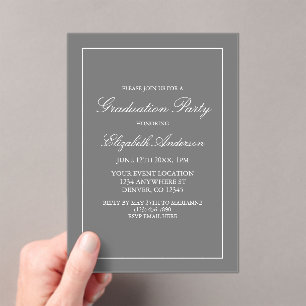 Invitation de graduation minimaliste en gris class