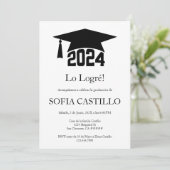 Invitation de graduation minimaliste noir (Debout devant)