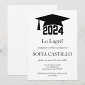 Invitation de graduation minimaliste noir (Devant / Derrière)