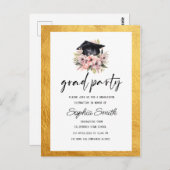 Invitation de graduation minimaliste, Or élégant (Devant / Derrière)